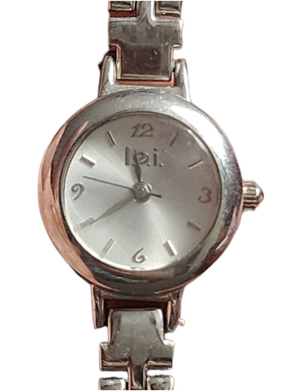 Lei Silver Round Face Link Bracelet Watch